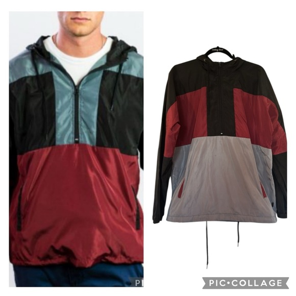 Beautiful Giant Color Block Hooded Lightweight Windbreaker Size Large - Picture 11 of 13